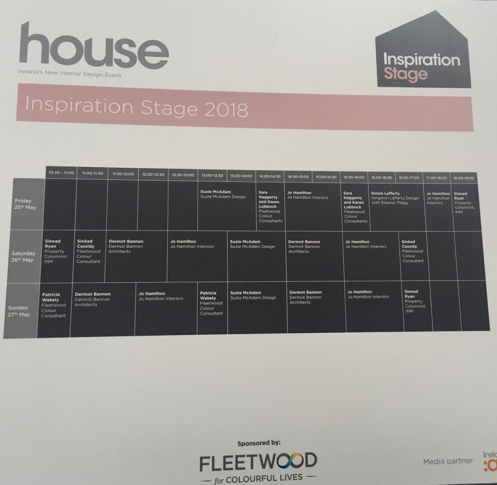 HOUSE 2018- Inspiration stage speakers schedule