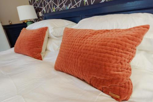 Home of the Year collaboration - burnt orange textured scatters from Riviera Maison @pavillionballygarvan.