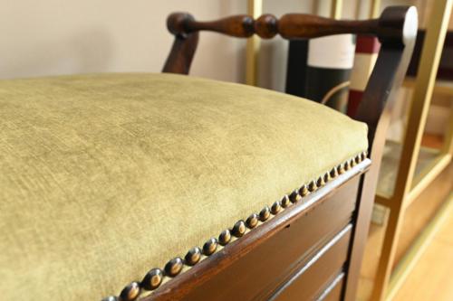 Piano stool upholstered in textured green velvet - Sinead Cassidy Design