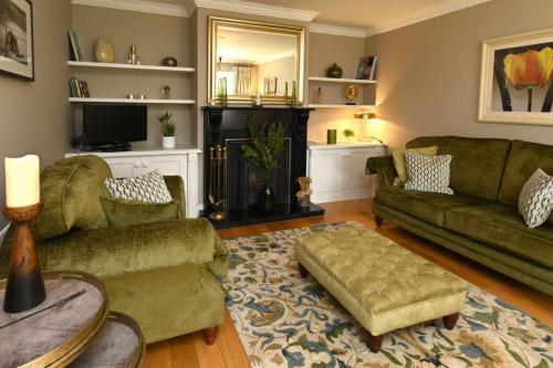 Sitting room with deep moss chenille velvet upholstery rug by Morris co rugs.ie - Sinead Cassidy Design