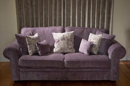 Reupholstered sofa in heather chenille fabric